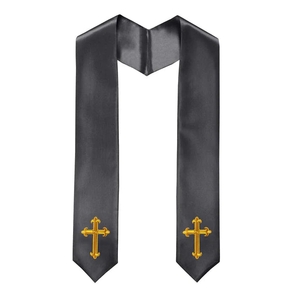 60" CHOIR STOLE WITH CROSS EMBROIDERY