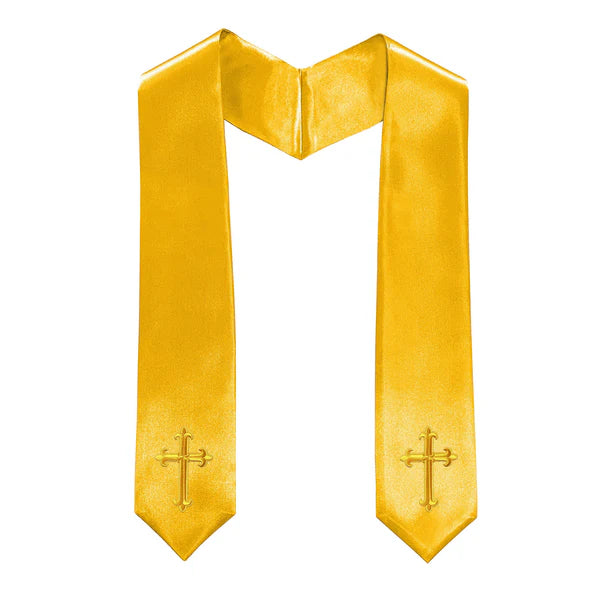 60" CHOIR STOLE WITH CROSS EMBROIDERY