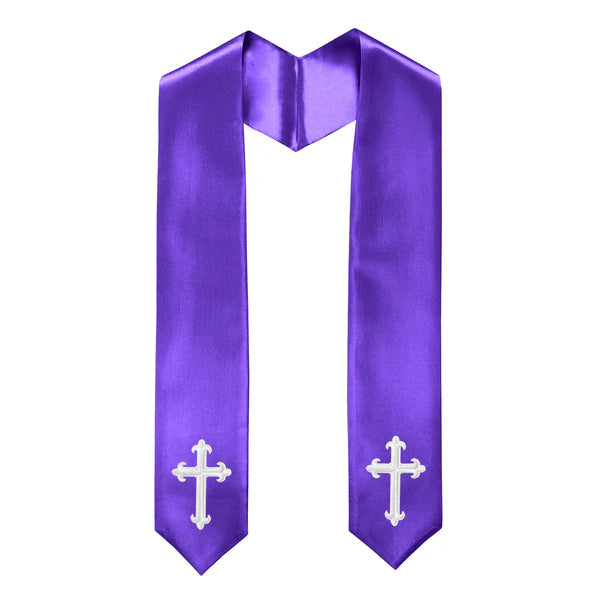 60" CHOIR STOLE WITH CROSS EMBROIDERY